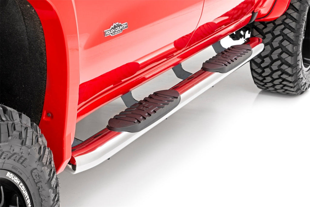 Rough Country 21002S Oval Nerf Step Bar for Select Chevrolet Silverado 1500, Chevrolet Silverado LTD, Chevrolet Silverado HD, Chevrolet Silverado HD, GMC Sierra 1500, GMC Sierra Limited, GMC Sierra HD, GMC Sierra HD