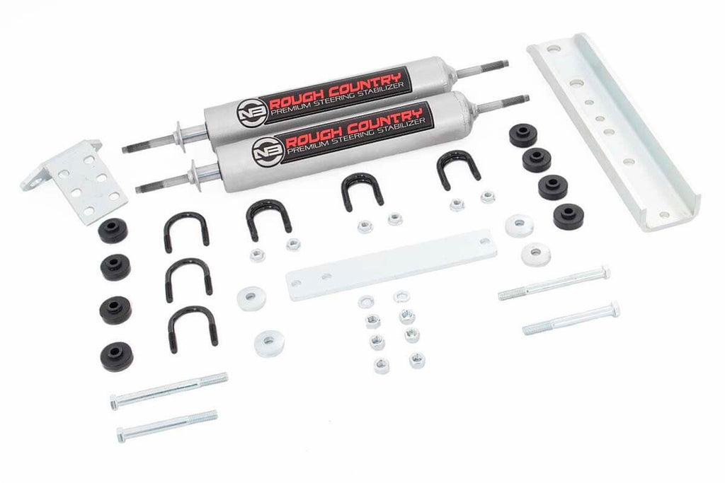 Rough Country 8733830 N3 Dual Steering Stabilizer for Select Ford Bronco, Ford F-150, Ford F-250, Ford F-250 HD, Ford F-350