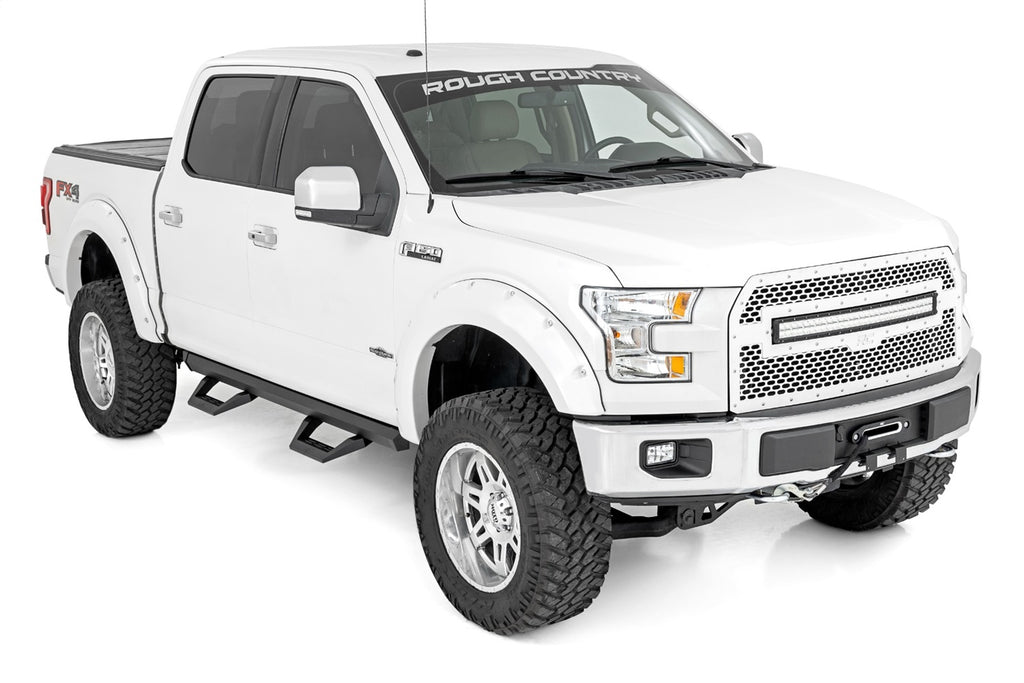Rough Country 51008A SRX2 Side Steps for Select Ford F-150, Ford F-150 Lightning, Ford F-250 Super Duty, Ford F-350 Super Duty, Ford F-450 Super Duty