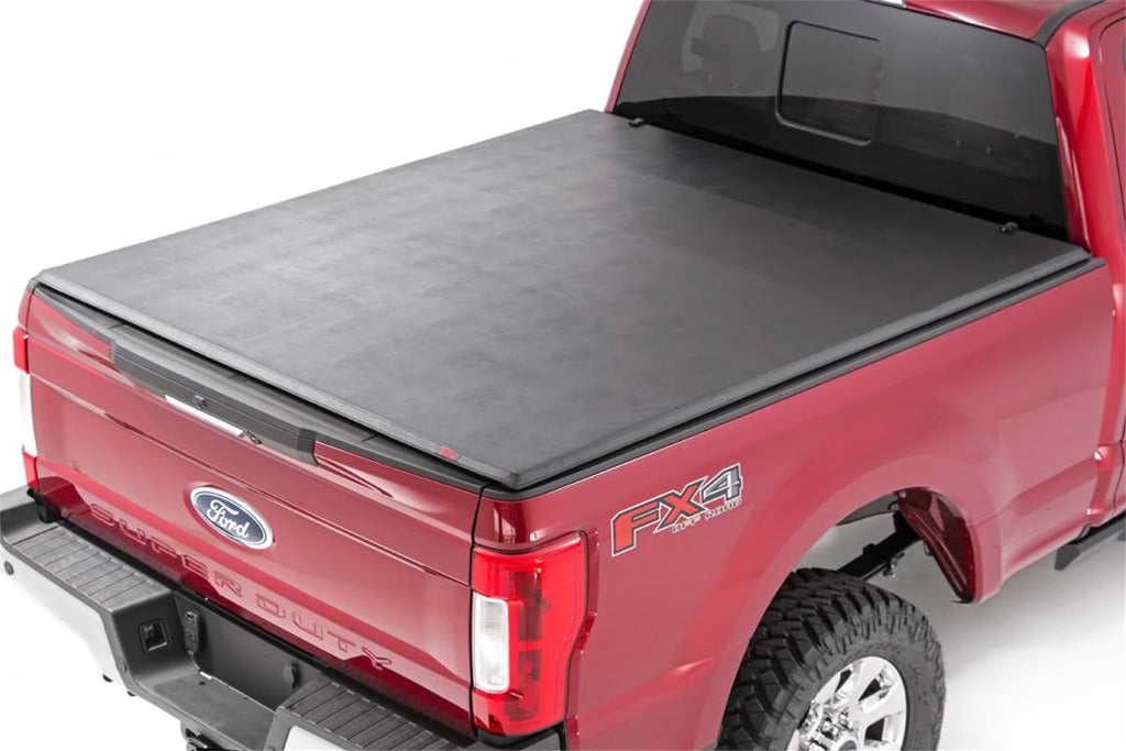Rough Country 41517650A Soft Tri-Fold Tonneau Bed Cover for Select Ford F-250 Super Duty, Ford F-350 Super Duty