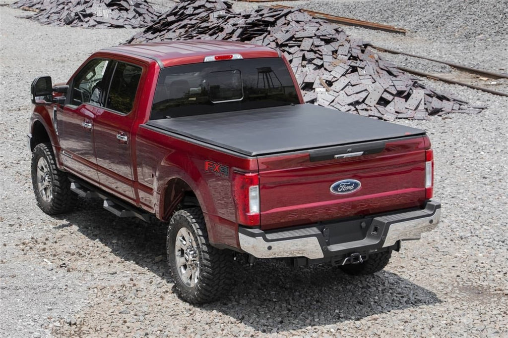 Rough Country 41517650A Soft Tri-Fold Tonneau Bed Cover for Select Ford F-250 Super Duty, Ford F-350 Super Duty