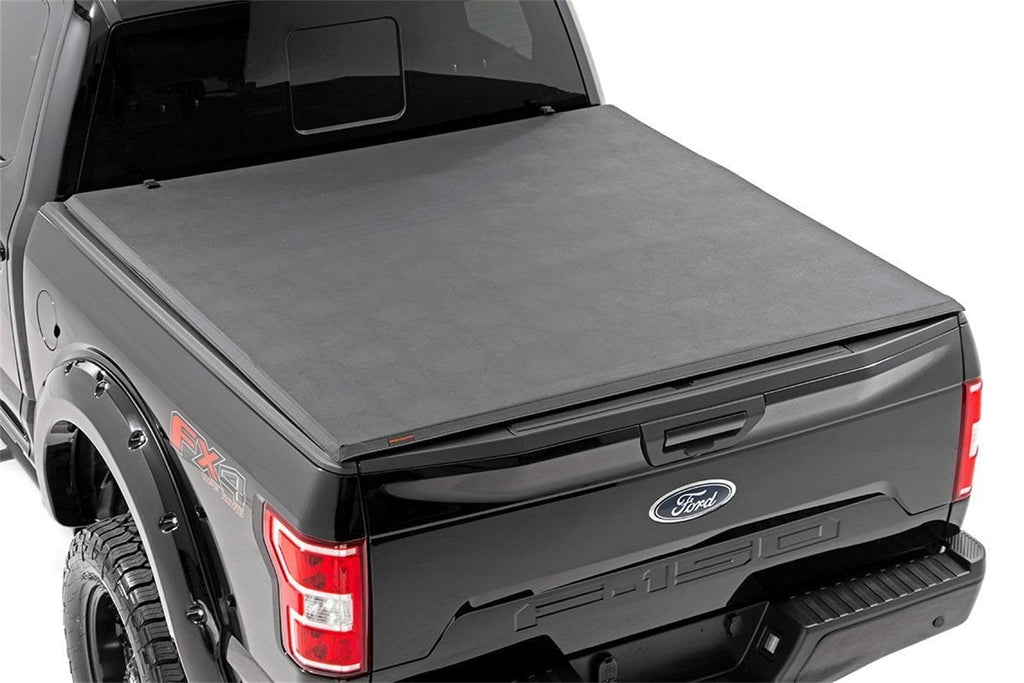 Rough Country 41521550A Soft Tri-Fold Tonneau Bed Cover for Select Ford F-150, Ford F-150 Lightning