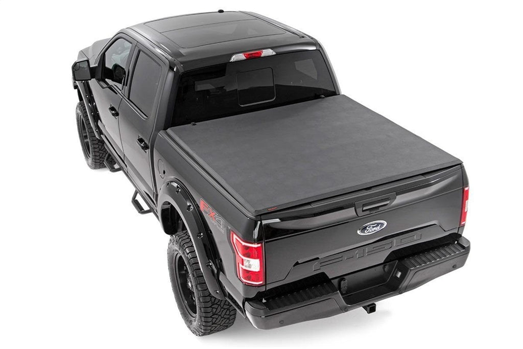 Rough Country 41515650A Soft Tri-Fold Tonneau Bed Cover for Select Ford F-150