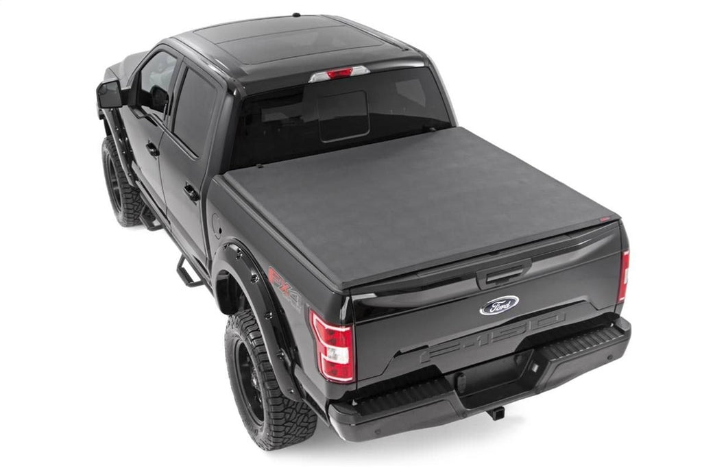 Rough Country 41521650A Soft Tri-Fold Tonneau Bed Cover for Select Ford F-150