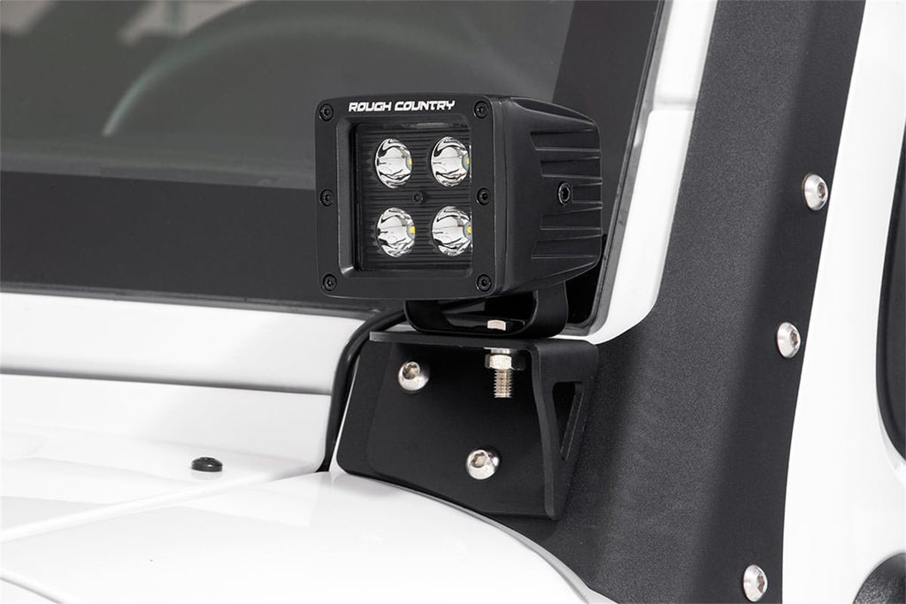 Rough Country 70044 LED Windshield Light Mounts for Select Jeep Wrangler, Jeep Wrangler JK