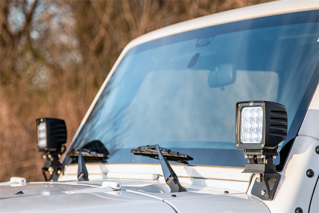Rough Country 6004 LED Windshield Light Mounts for Select Jeep Wrangler, Jeep Wrangler JK