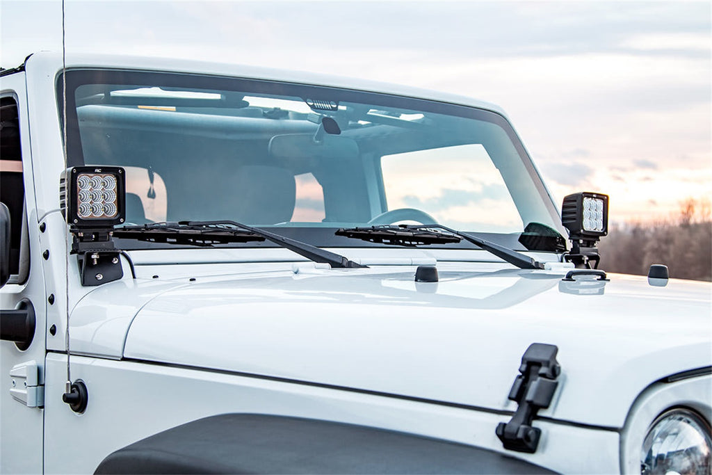 Rough Country 6004 LED Windshield Light Mounts for Select Jeep Wrangler, Jeep Wrangler JK