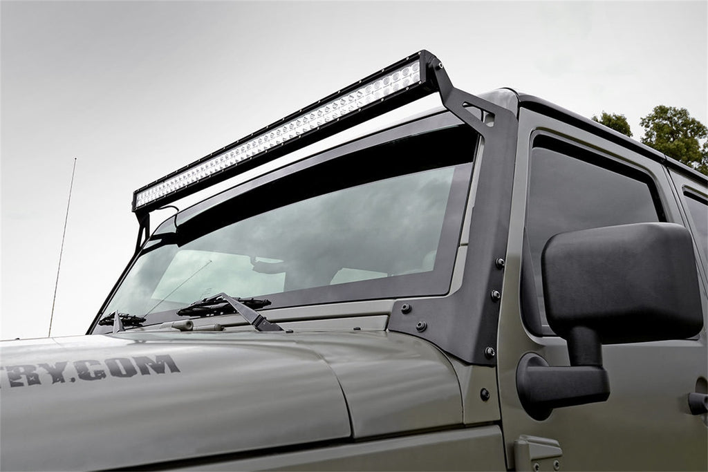 Rough Country 70504BL LED Light Bar Windshield Mounting Brackets for Select Jeep Wrangler, Jeep Wrangler JK