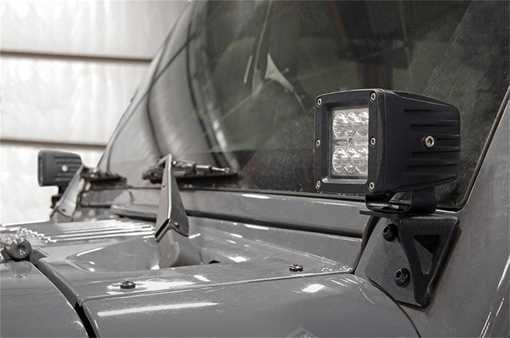 Rough Country 70044 LED Windshield Light Mounts for Select Jeep Wrangler, Jeep Wrangler JK