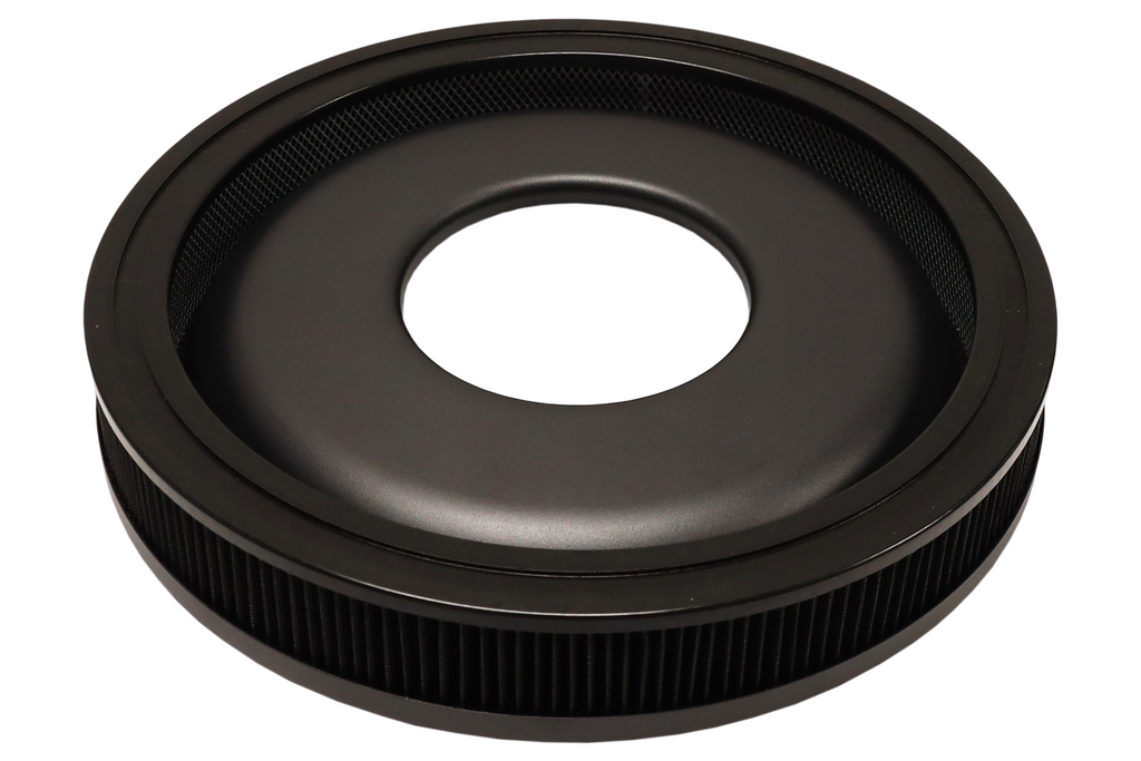 FiTech Fuel Injection 42202 Black Top 2 Inch Tall Air Filter Assembly With 1.5 Inch Drop Base & Hardware
