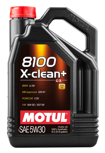 Motul 106377 8100 X-Clean + 5W30 Synthetic Engine Oil - 5L