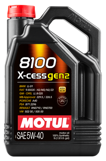Motul 109776 8100 X-Cess Gen2 5W40 Synthetic Engine Oil - 5L