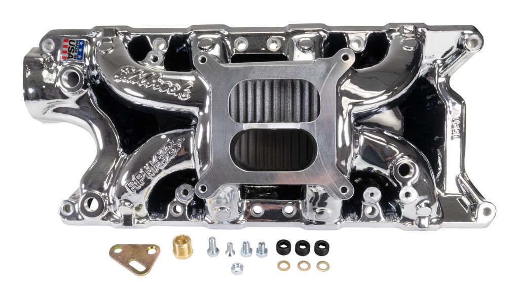 Edelbrock 7521-CP Edelbrock RPM Air-Gap Intake Manifold for Small-Block Ford, Chrome Plasma Finish