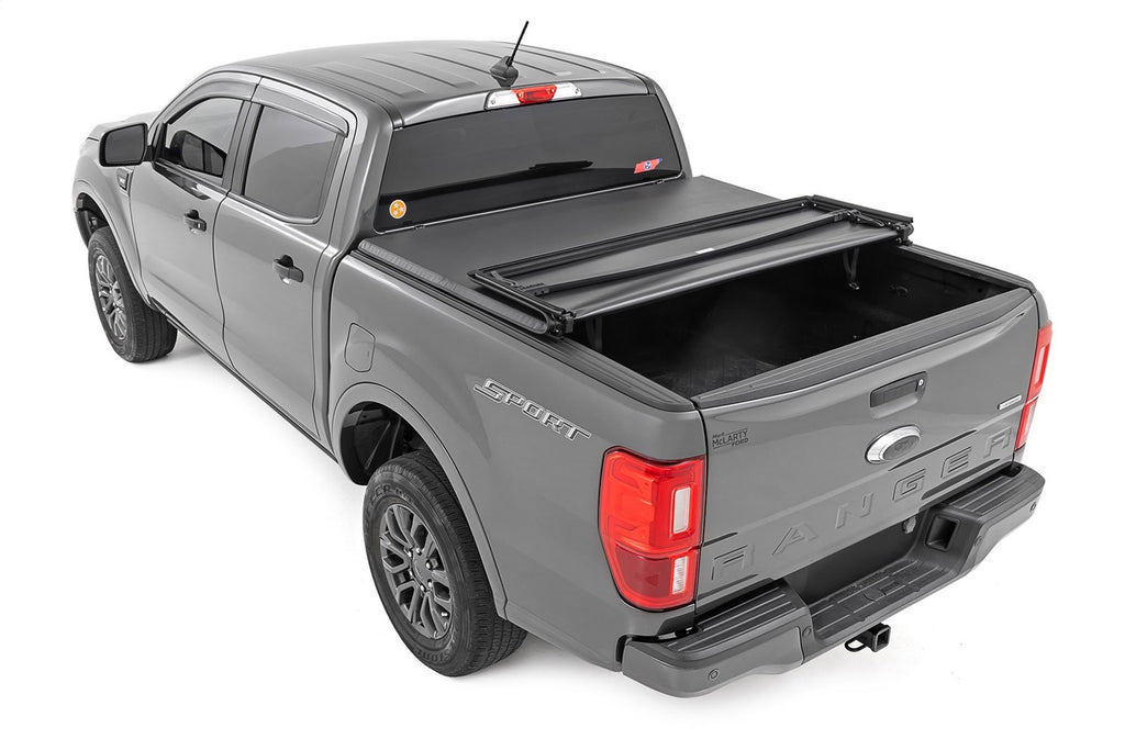 Rough Country 41219500A Soft Tri-Fold Tonneau Bed Cover for Select Ford Ranger