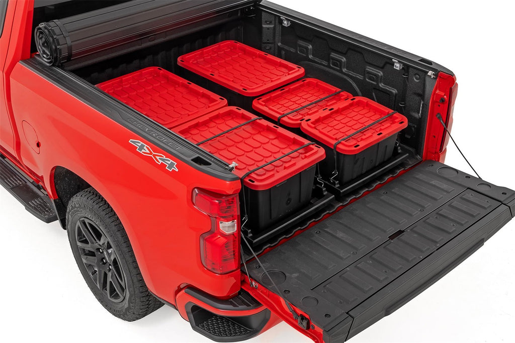 Rough Country 10209 Truck Bed Cargo Storage Tray for Select Chevrolet Silverado 1500, Chevrolet Silverado LD, Chevrolet Silverado LTD, Chevrolet Silverado HD, Ford F-150, Ford F-150 Lightning, Ford F-250 Super Duty, Ford F-350 Super Duty, GMC Sierra