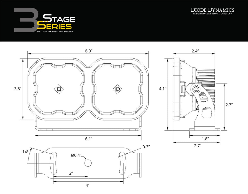 Diode Dynamics DD6610 Mounting bracket kit for your SS3 Pods.