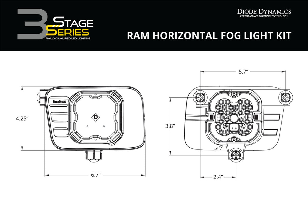 Diode Dynamics DD7082 Pod light featuring advanced TIR optics for high efficiency and focus. for Select Ram 1500, Ram 2500, Ram