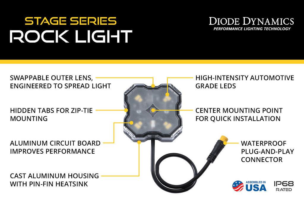 Diode Dynamics DD7748C Stage Series RGBW 12 Pack Rock Lights.