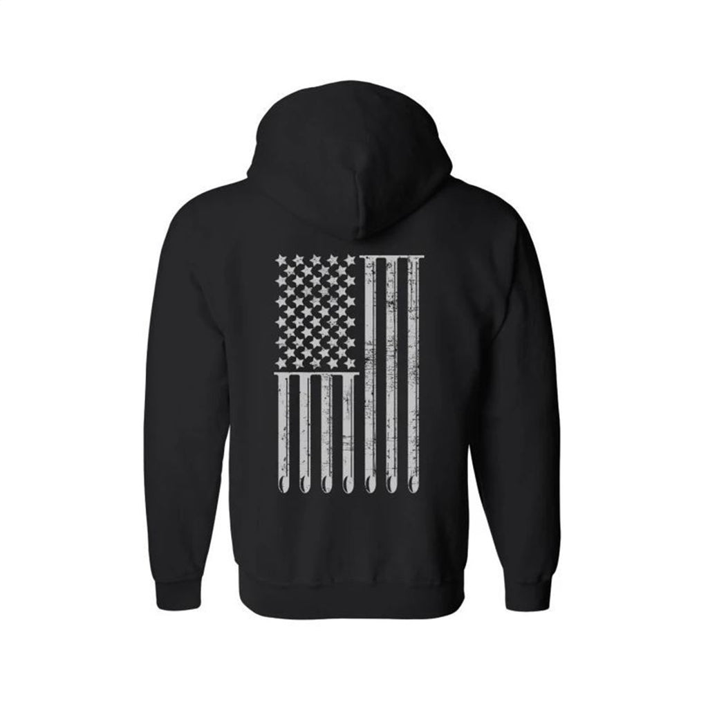 Kooks Custom Headers HS-100603-00 American Flag Exhaust Pullover Hoodie Black-Small