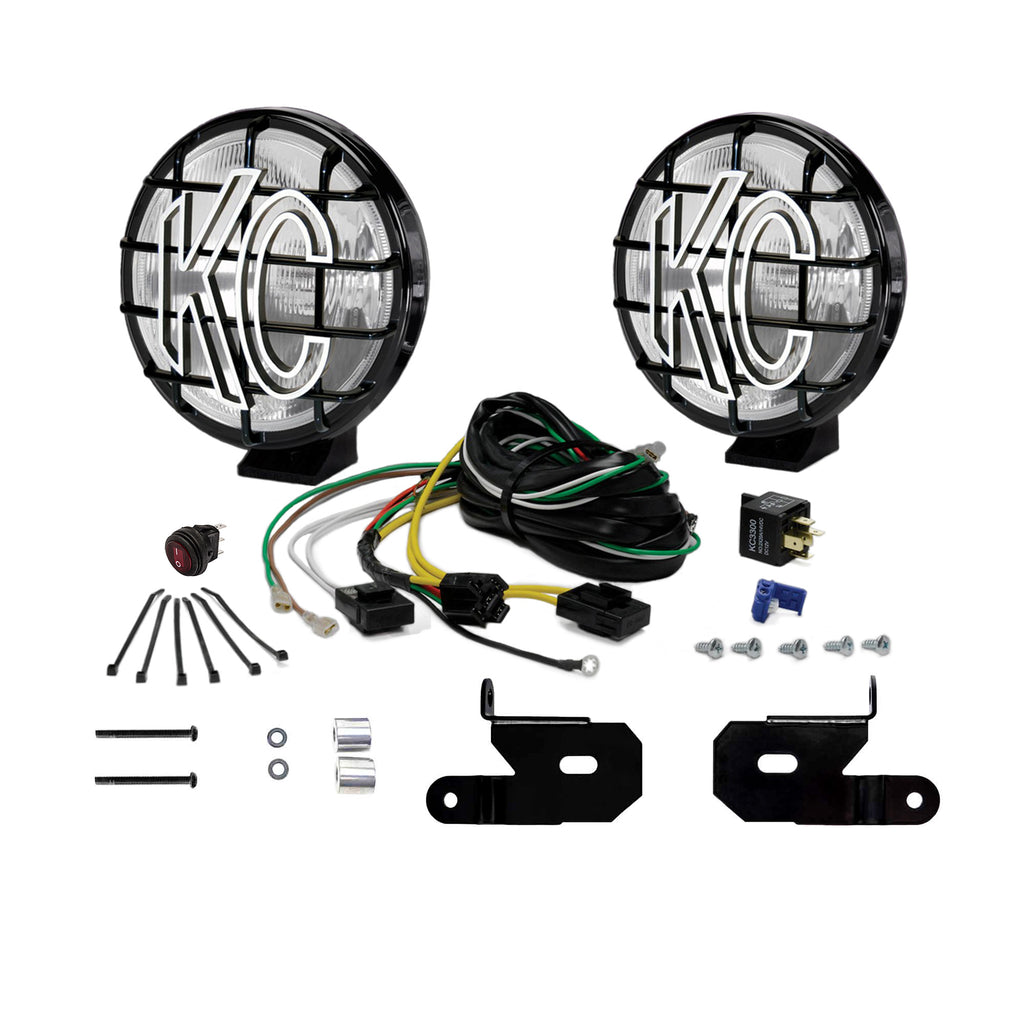 KC HiLiTES 97114 KC Apollo Pro Halogen 6in Spread 2-Light System - 2018-2024 Jeep JL/4xe/JT for Select Jeep Gladiator, Jeep Wrangler
