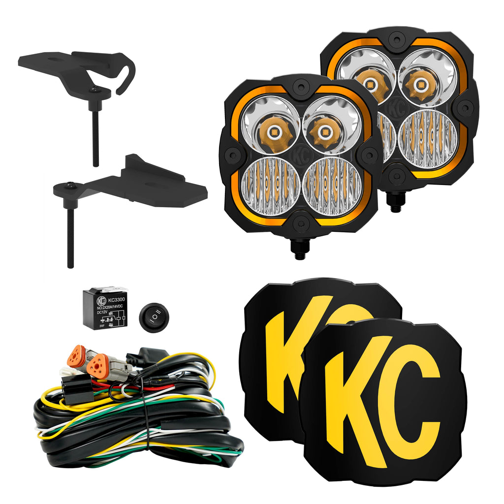 KC HiLiTES 97165 FLEX ERA 4 - LED 2-Lt Dtch Lt Kt - Combo Beam - 21+ Jeep Wrangler JL Rubicon 392 for Select Jeep Gladiator, Jeep Wrangler